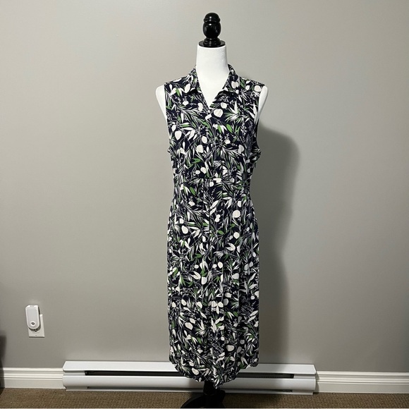 Hobbs London Nadia Sleeveless Jersey Dress Floral Leaf Navy Pattern - Picture 5 of 16